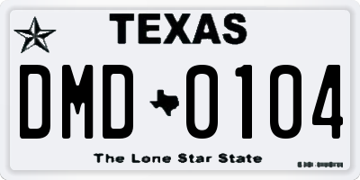 TX license plate DMD0104