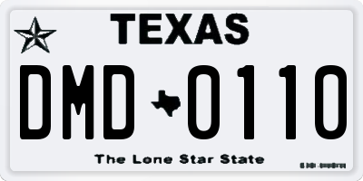 TX license plate DMD0110
