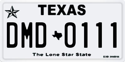 TX license plate DMD0111