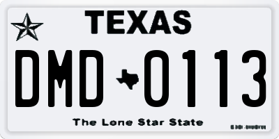 TX license plate DMD0113