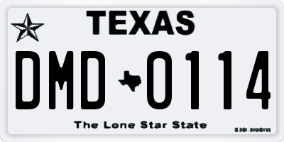 TX license plate DMD0114