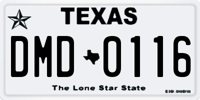 TX license plate DMD0116