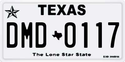 TX license plate DMD0117