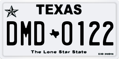 TX license plate DMD0122