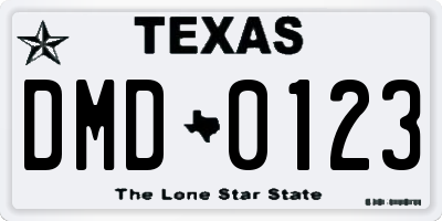 TX license plate DMD0123