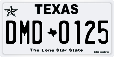 TX license plate DMD0125
