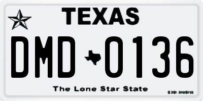 TX license plate DMD0136