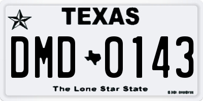 TX license plate DMD0143