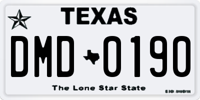 TX license plate DMD0190