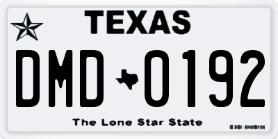 TX license plate DMD0192