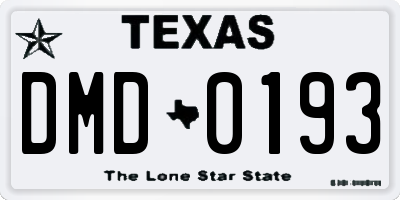 TX license plate DMD0193