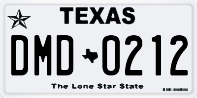 TX license plate DMD0212