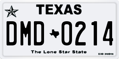 TX license plate DMD0214