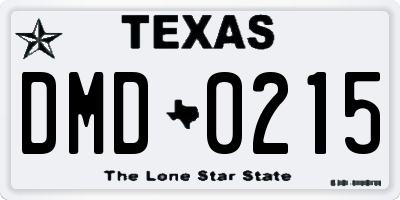 TX license plate DMD0215