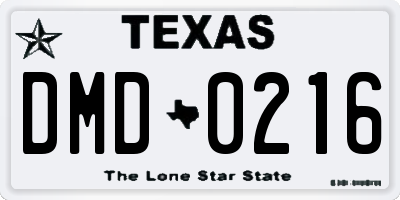 TX license plate DMD0216