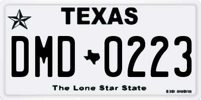 TX license plate DMD0223