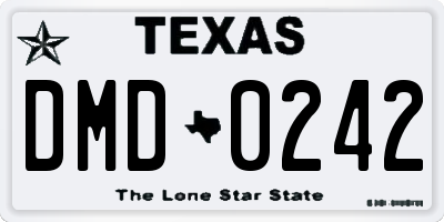 TX license plate DMD0242