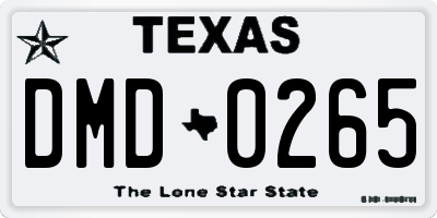 TX license plate DMD0265