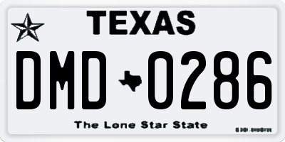 TX license plate DMD0286