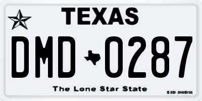 TX license plate DMD0287