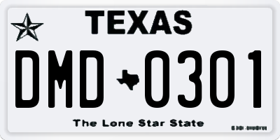 TX license plate DMD0301