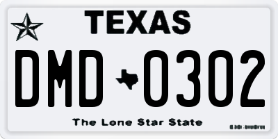TX license plate DMD0302