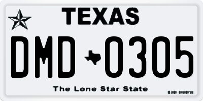 TX license plate DMD0305