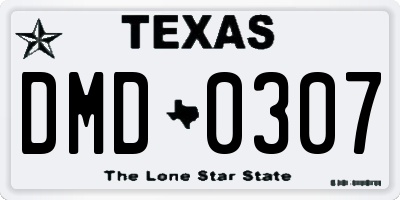 TX license plate DMD0307