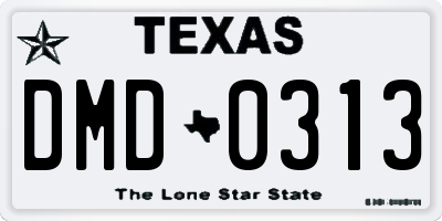 TX license plate DMD0313