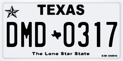 TX license plate DMD0317
