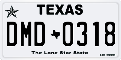 TX license plate DMD0318