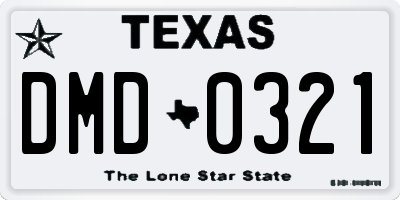 TX license plate DMD0321
