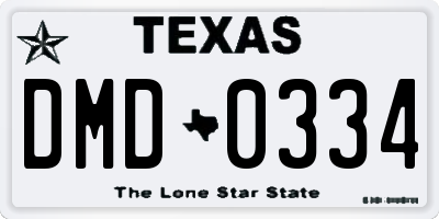 TX license plate DMD0334