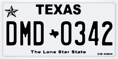 TX license plate DMD0342