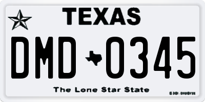 TX license plate DMD0345
