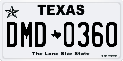 TX license plate DMD0360