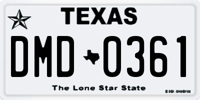 TX license plate DMD0361