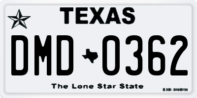 TX license plate DMD0362