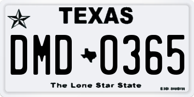 TX license plate DMD0365