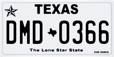 TX license plate DMD0366