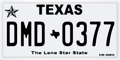 TX license plate DMD0377