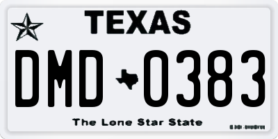 TX license plate DMD0383