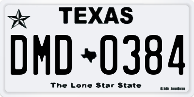 TX license plate DMD0384