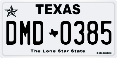 TX license plate DMD0385