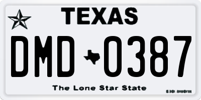 TX license plate DMD0387