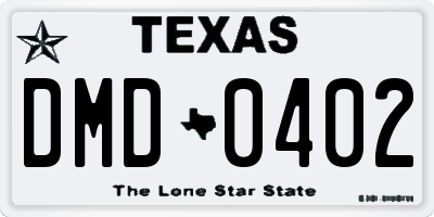 TX license plate DMD0402