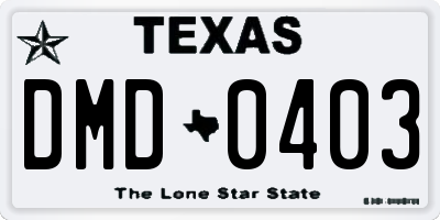 TX license plate DMD0403
