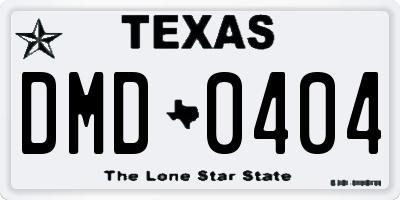 TX license plate DMD0404