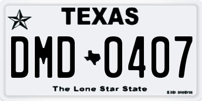 TX license plate DMD0407