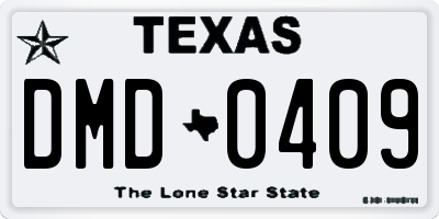 TX license plate DMD0409